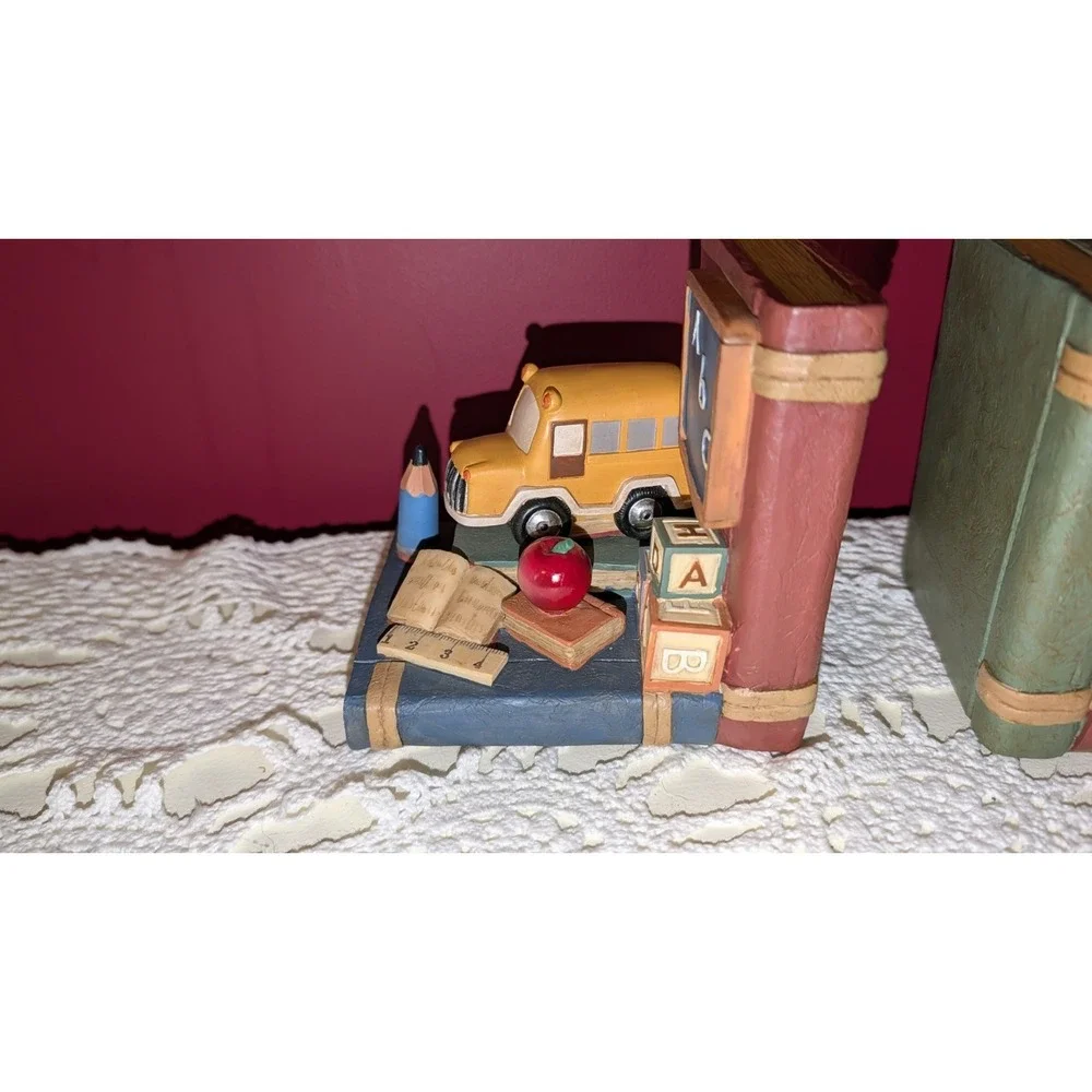 Teacher ABC School House Themed Collectable Heavy Book Ends Vintage‎